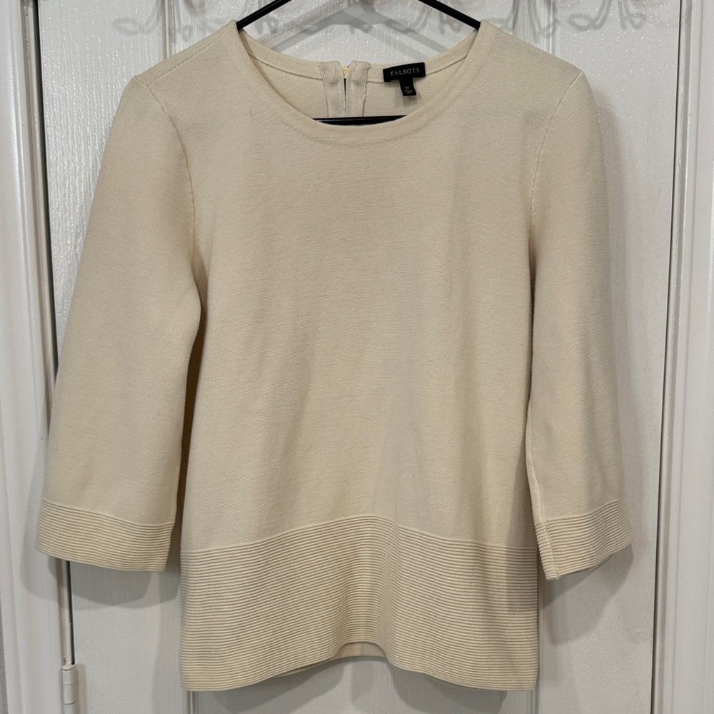 Talbots Ivory 3/4 Sleeve Top